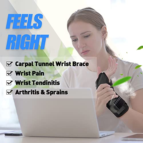 ZOUYUE Carpal Tunnel Wrist Brace, Adjustable for Men, Women, Night Sleep Splint Support for Pain Relief, Tendonitis, Sport Injuries - Right Hand M/L