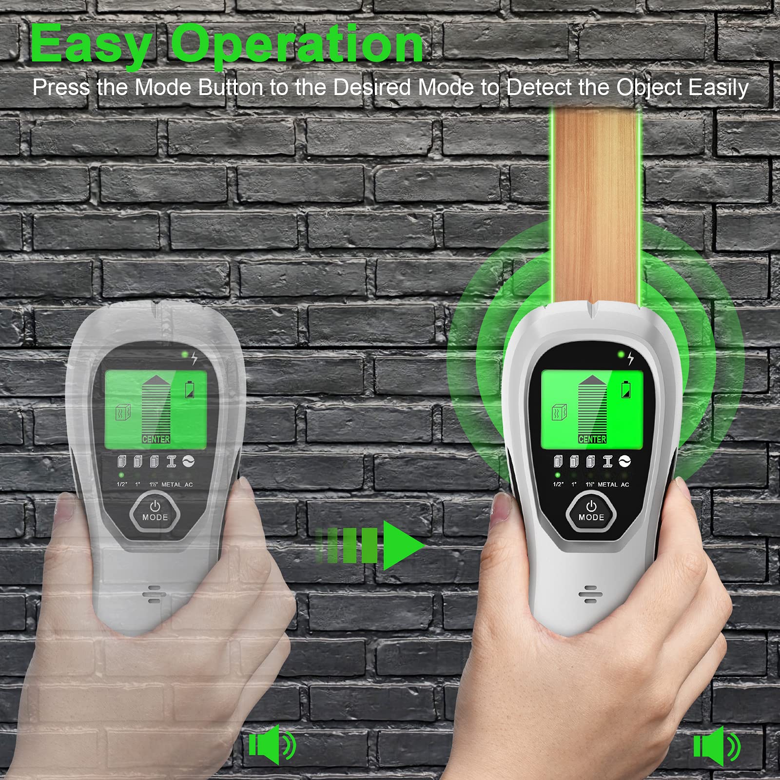 Stud Finder Wall Scanner, M MARSIAN 5 in 1 Electronic Stud Locator with Auto Calibration, LCD Display and Sound Warning, Beam Finder Center Finding for Wood Metal Studs AC Wire Detection