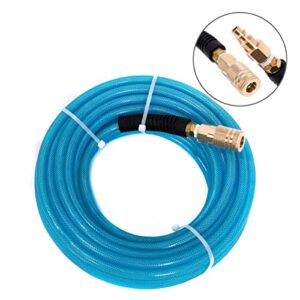 GREATLINE Air Compressor Hose 1/4"X100FT Reinforced Polyurethane (PU) with 1/4 in Quick Connect Plug & Coupler Fittings Blue