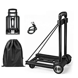double rhombus folding hand truck lightweight portable cart, 110 lbs/50kg capacity heavy duty utility cart with telescoping handle, 2 rubber wheels, bungee cord for luggage, shopping, moving daily use
