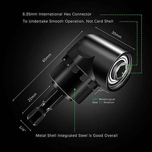 Impact Grade Driver Sockets Adapter Extension Set Drill Bit 3Pcs 1/4 3/8 1/2" 360°Rotatable Universal Socket Adapter Set+Right Angle Drill 105°Right Angle Screwdriver set Drill Hex Bit Socket Adapte