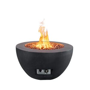 Kante Concrete Round Fire Table 25", 50000 BTU Outdoor Propane Fire Pit Table, Gas Fire Pits for Outside Patio, Smokeless Fire Pit and Outdoor Fire Pits, Charcoal