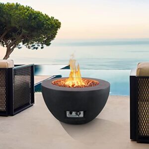 Kante Concrete Round Fire Table 25", 50000 BTU Outdoor Propane Fire Pit Table, Gas Fire Pits for Outside Patio, Smokeless Fire Pit and Outdoor Fire Pits, Charcoal