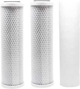 american water solutions replacement filter kit compatible with krystal pure kr10 and kr15 ro system - includes carbon block filters & polypropylene sediment filter