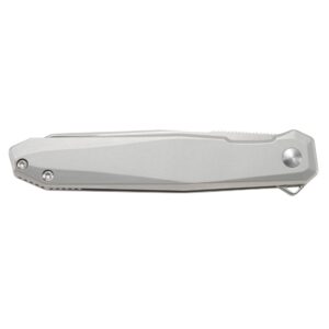 CRKT Facet EDC Folding Knife: Everyday Carry Assisted Open, D2 Satin Blade, Frame Lock, Stainless Steel Handle with Deep Carry Pocket Clip K230XXP, Silver