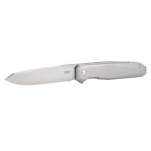 CRKT Facet EDC Folding Knife: Everyday Carry Assisted Open, D2 Satin Blade, Frame Lock, Stainless Steel Handle with Deep Carry Pocket Clip K230XXP, Silver