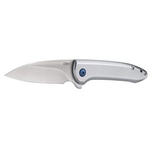 CRKT Delineation EDC Folding Pocket Knife: Assisted Opening Everyday Carry, Frame Lock, Stainless Steel Handle with Deep Carry Pocket Clip 5385,Silver