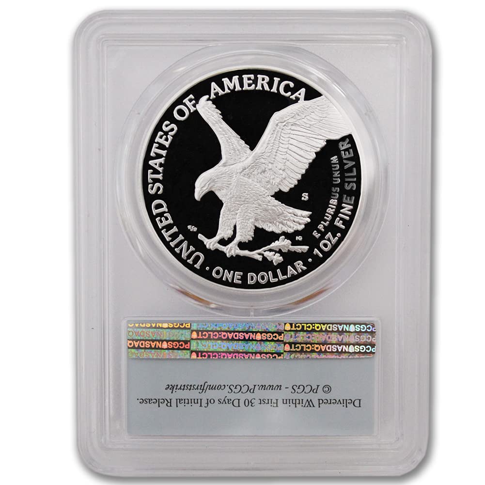 2021 S 1 oz Proof American Silver Eagle Coin PR-70 Deep Cameo (First Strike - Type 2 - Flag Label) $1 PR70DCAM PCGS