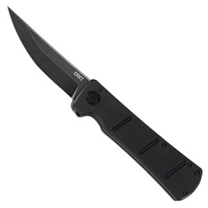 crkt inazuma no ken folding pocket knife: assisted opening tactical folder, deadbolt locking mechanism, d2 black blade, reversible pocket clip 2908