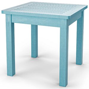 yefu oversize outdoor side table, 18 inch outside plastic adirondack side table weather resistant, hips high strength poly wood rustproof waterproof material for patio, pool, front porch table(blue)