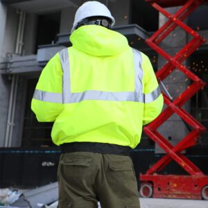 Reflective Hi Vis Winter Jacket, Safety Yellow Jackets for Men, High Visibility Work Construction Jackets