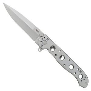 crkt m16-03ss edc folding pocket knife: sandvik frame lock, 4-position pocket clip bead blast blade, stainless steel handle