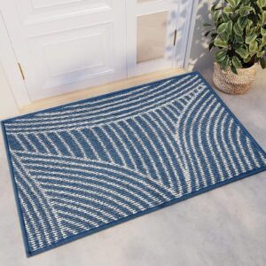 niukealo indoor door mat, non-slip absorbent entryway rug resist dirt low-profile floor mats for home, entrance, garage, patio(blue)