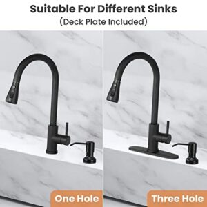 Kitchen Faucets with Pull Down Sprayer High Arc Sink Faucets with Soap Dispenser(Matte Black)