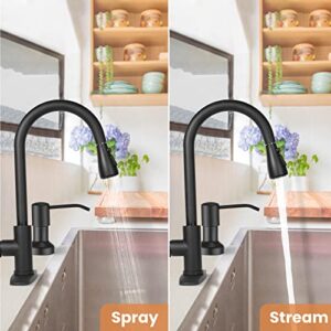 Kitchen Faucets with Pull Down Sprayer High Arc Sink Faucets with Soap Dispenser(Matte Black)