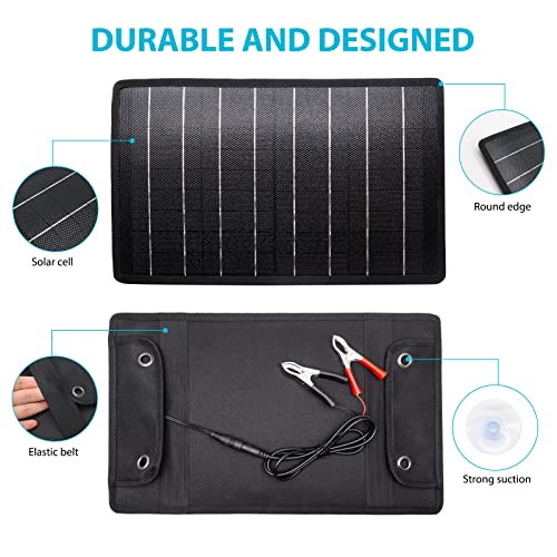 Solarera 18 Voltage 10 Watts Solar Panels, Portable Solar Panel Solar Battery Chargers with Waterproof Trickle Charger for Car Battery Outdoor Camping(10 watt)