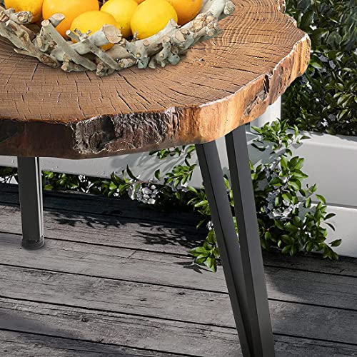 SUNBURY Outdoor Indoor Coffee Table, 31" Wooden Look Coffee Table, Concrete Outdoor Side Table, Modern Round Metal Coffee Table for Livingroom Bedroom, Garden, Backyard