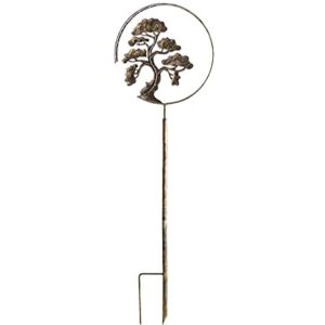 Vivaterra Bonsai Tree Wind Spinner, 63.25" H, Zen Garden Spinner, Recycled Metal Spinner with Outside Metal Sculpture Stake Construction for Patio Lawn & Garden Decoration