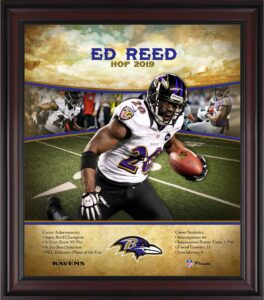 ed reed baltimore ravens framed 15" x 17" hall of fame career profile - nfl player plaques and collages