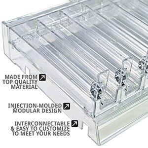 Azar Displays 225830-6COMP-CLR 6 Compartment Divider Bin Cosmetic Tray with Pushers - 6 Slots per Tray, 2-Pack, Clear