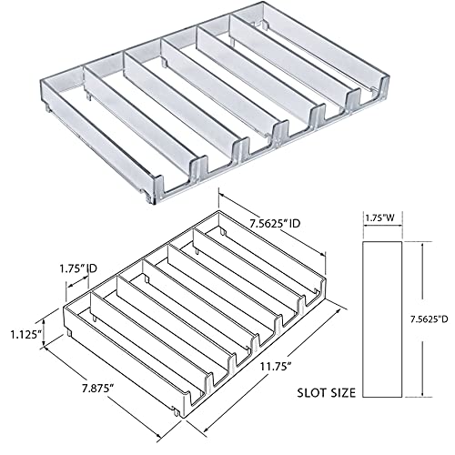 Azar Displays 225830-6COMP-CLR 6 Compartment Divider Bin Cosmetic Tray with Pushers - 6 Slots per Tray, 2-Pack, Clear