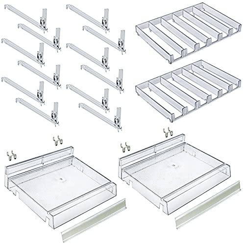 Azar Displays 225830-6COMP-CLR 6 Compartment Divider Bin Cosmetic Tray with Pushers - 6 Slots per Tray, 2-Pack, Clear