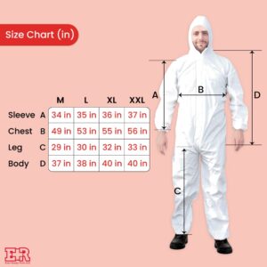 Ever Ready First Aid Disposable Microporous Coated Coverall Suit with Elastic Wrists, Elastic Ankles, Elastic Waist And Hood Unisex Garment Excellent Air Permeability And Water Repellency - Medium