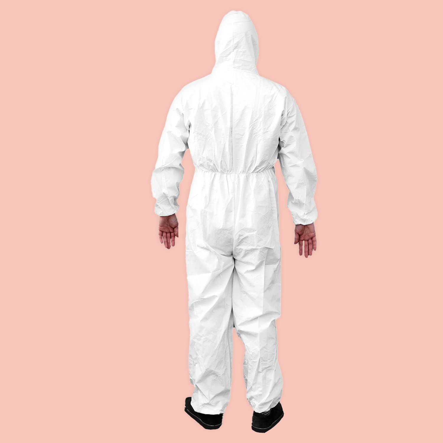 Ever Ready First Aid Disposable Microporous Coated Coverall Suit with Elastic Wrists, Elastic Ankles, Elastic Waist And Hood Unisex Garment Excellent Air Permeability And Water Repellency - Medium