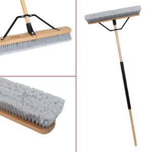 Harper 20201043 24 in. Indoor Smooth-Surface Push Broom with Flagged Bristles, Sand, Saw Dust, Wood Shavings and Pet Hair