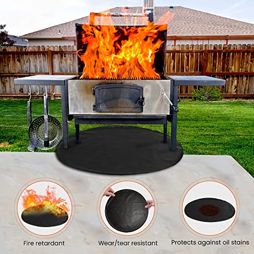 Fire Pit Mat- Double Sided Fireproof Mat for Under Fire Pit, Anti-Oil Stain Grill mats for Outdoor Grill, Weather Resistant Grill Deck Mat, 48" Round