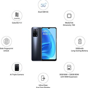 OPPO A53s 5G CPH2321 Dual-SIM 128GB ROM + 8GB RAM (GSM only | No CDMA) Factory Unlocked 5G Smartphone (Ink Black) - International Version