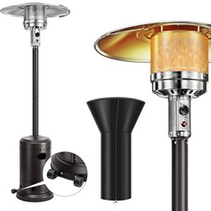 patio heater, 50000 btu outdoor heater propane patio heater with cover, simple ignition system, auto shut-off tilt valve device, transport wheels, suitable for multi applications (ansi etl certified)