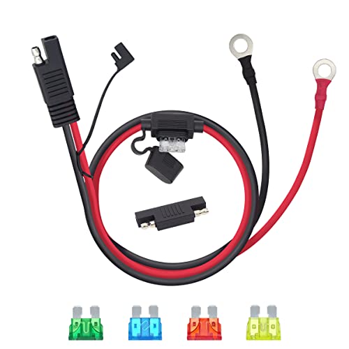 Billion wealth 10 AWG 2FT SAE to O Ring Connecters Extension Cord Cable Connector Compatible with Battery Charger/Maintainer