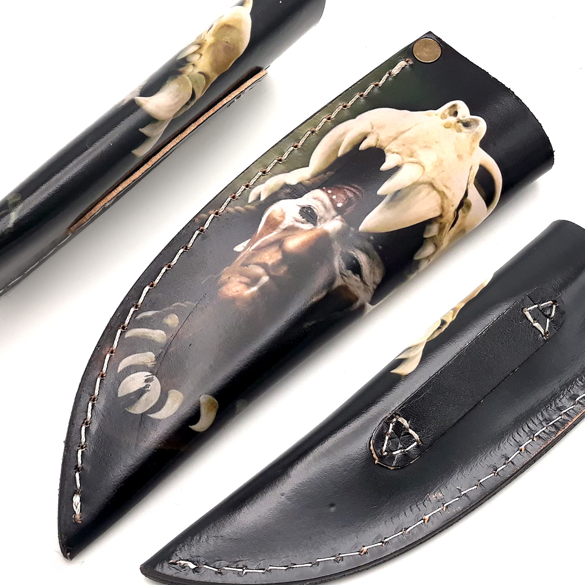 CK-703 Real Leather Sheath for Hunting Blades and Knife Making Supplies with Printed Images