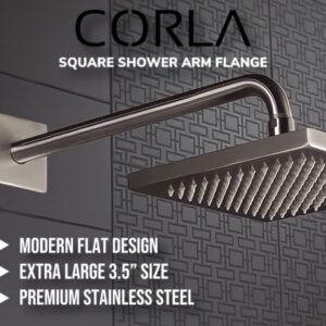 Corla Modern 3.5” Square Shower Arm Flange | Universal Extra Large Replacement Escutcheon Cover Plate (Matte Black)