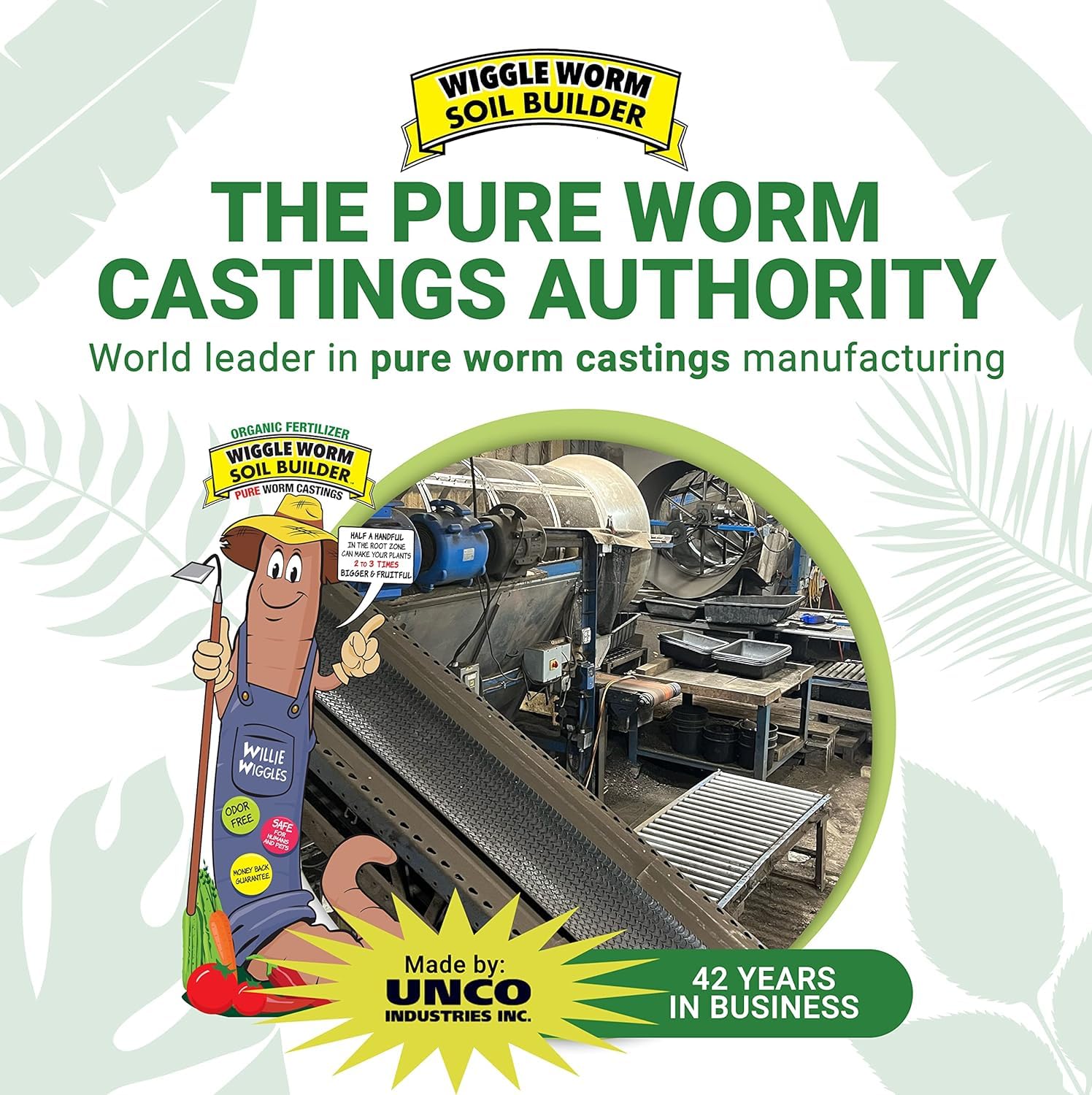 Wiggle Worm 100% Pure Organic Worm Castings, 30 Pounds - Organic Fertilizer for Houseplants, Vegetables, and More – OMRI-Listed Earthworm Castings to Help Improve Soil Fertility and Aeration