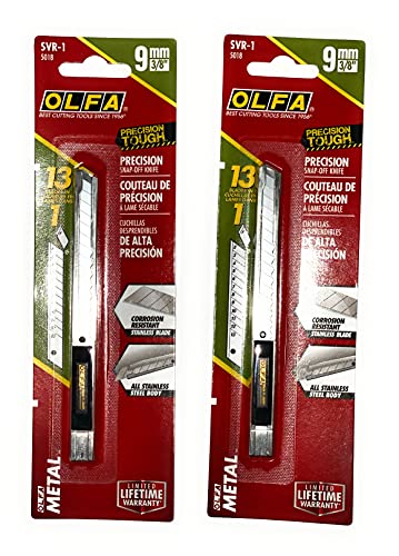 O L F A 5018 SVR-1 9mm Stainless Steel Slide-Lock Utility Knife (2 PACK)