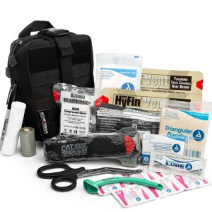 Scherber Premium IFAK Kit Trauma Pack | HSA/FSA Approved | Fully Stocked MOLLE Pouch w/CAT Tourniquet, HyFin Chest Seal, & Israeli Bandage | Trauma Kit for Gunshot, Bleeding, Major Wound Care (Black)