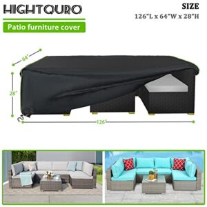 Patio Furniture Covers, Outdoor Furniture Cover Waterproof, 600D Outdoor Table and Chairs Set Cover, 126"L×64"W×28"H Rectangular Outdoor Sectional Cover