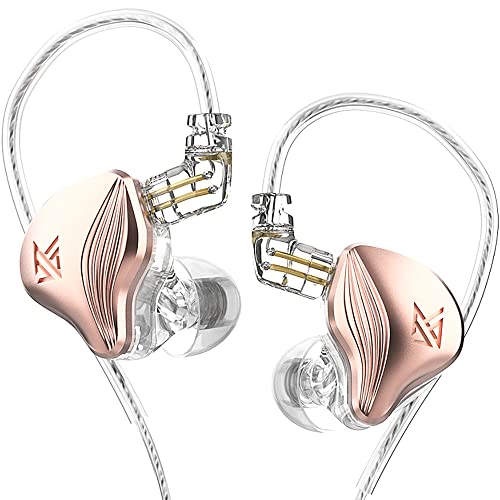 KZ ZEX Earbuds 1 electrostatic + 1 Dynamic Earphone in Ear Monitor Headphone with Detachable Cables Suitable for Audio Engineer, Musician (Rose Gold, Without Mic)