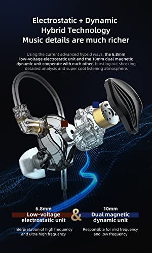 KZ ZEX Earbuds 1 electrostatic + 1 Dynamic Earphone in Ear Monitor Headphone with Detachable Cables Suitable for Audio Engineer, Musician (Rose Gold, Without Mic)