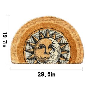 WERGHJ Half Round Door Mat,Semi Circle Bathroom Floor Rug,Tarot Sun Moon Rug,Non-Slip Welcome Entrance Way Rug,Absorbent Bath Mat,Microfiber Tufted Indoor Rug for Kitchen Living Room