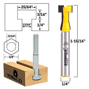 YONICO T Track T Slot Router Bit 3 Bit Set 1/4-Inch Shank 14392q