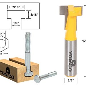 YONICO T Track T Slot Router Bit 3 Bit Set 1/4-Inch Shank 14392q