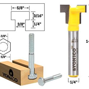 YONICO T Track T Slot Router Bit 3 Bit Set 1/4-Inch Shank 14392q