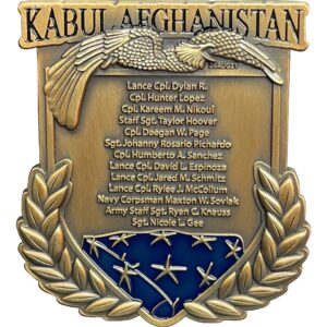 bl17-012 kabul afghanistan final inspection memorial challenge coin marines navy august 26 2021 13 soldiers