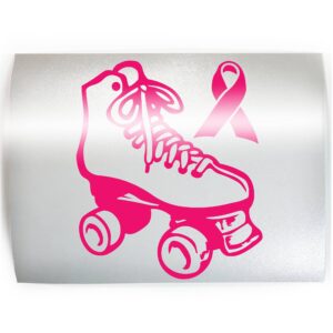 breast cancer roller skater - survivor pink ribbon skating girl skate team vinyl decal sticker c