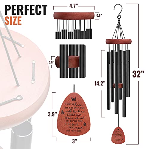 HandyAndy in Memory Sympathy Wind Chimes for Loss of Loved One | Personalized Bereavement/Condolences Memorial Gift | Remembrance 32 Inch Large Wood Cardinal Windchime for Grief of Love Ones Lost