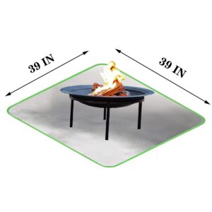 Fire Pit Mat Square, 39" Barbecue Mat for Under Grill, Heat-Resistant Fireproof Mat for Outdoor Smoking and Camping, Protect The Deck, Patio, Lawn from Exploding Embers