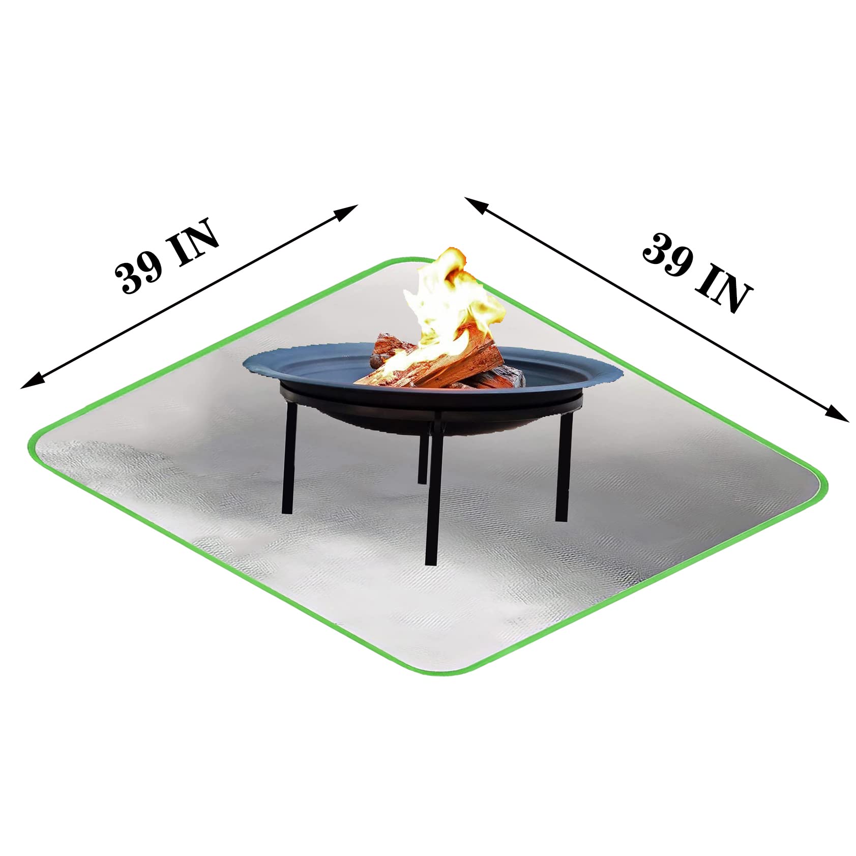 Fire Pit Mat Square, 39" Barbecue Mat for Under Grill, Heat-Resistant Fireproof Mat for Outdoor Smoking and Camping, Protect The Deck, Patio, Lawn from Exploding Embers